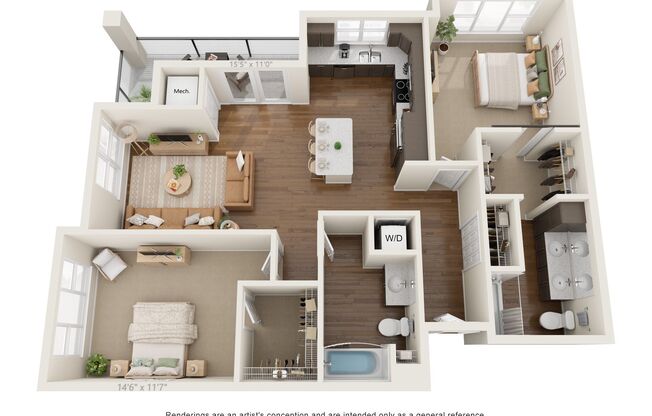 2 beds, 2 baths, 1,128 sqft, $1,899, Unit 143-213