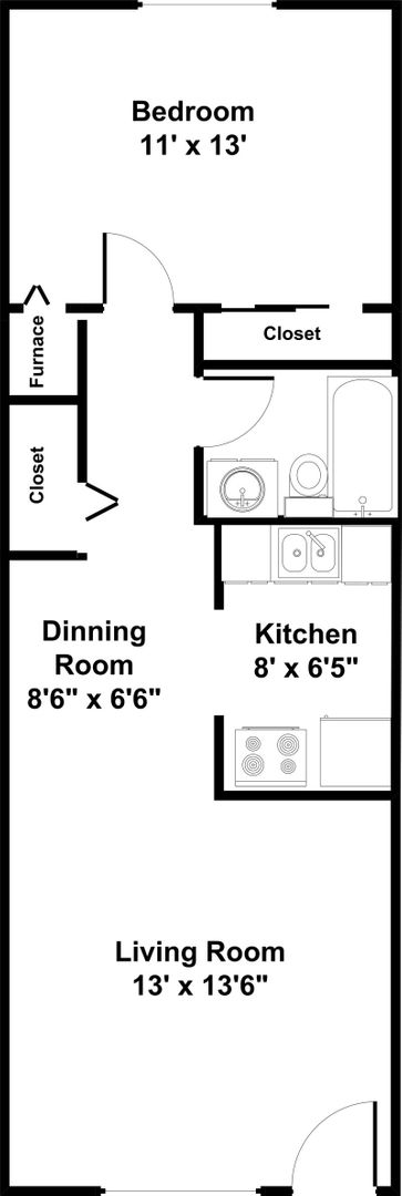1 bed, 1 bath, 600 sqft, $850, Unit 58-09