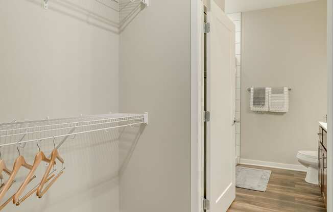 Large walk-in closet at Ascend at Woodbury apartments in MN.