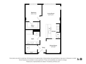 1 bed, 1 bath, 848 sqft, $2,929