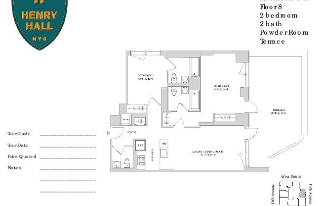 2 beds, 2.5 baths, 1,032 sqft, $8,999, Unit 8L