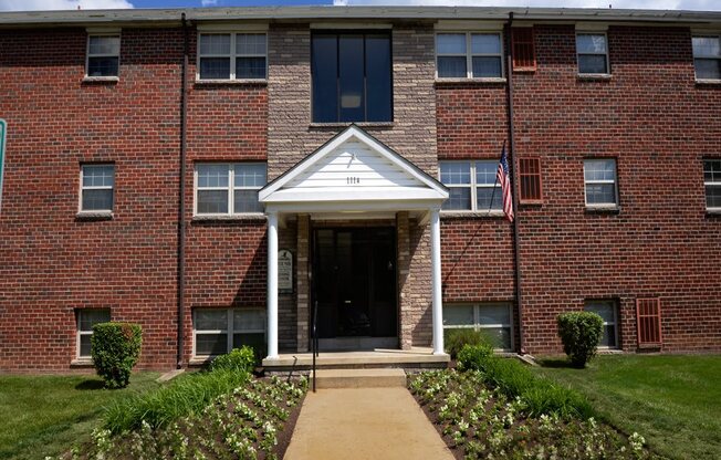 Exterior building front at Hyde Park Apartments*, Essex, MD 21221