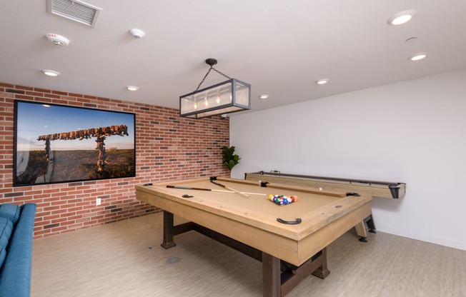 Gaming options include pool table and shuffleboard table