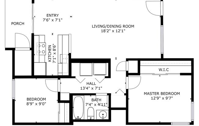 2 beds, 1 bath, 803 sqft, $1,575, Unit CMV 12215 - 101
