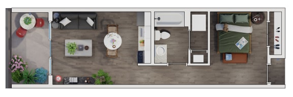 Studio, 1 bath, 577 sqft, $1,321