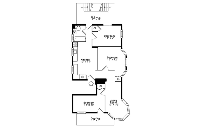 3 beds, 1 bath, 1,000 sqft, $2,500, Unit 2