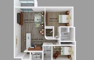 2 beds, 2 baths, 1,298 sqft, $2,375, Unit 308