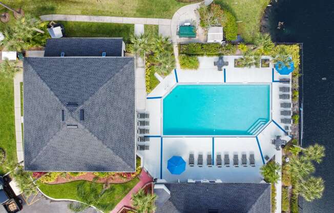 Aerial of pool at Cypress Run Apartments in Orlando FL