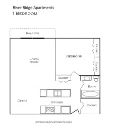 1 bed, 1 bath, 870 sqft, $1,150