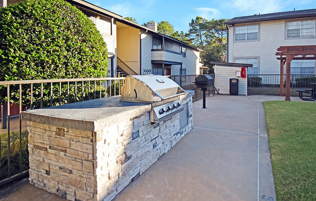 apartment complex with new grilling station