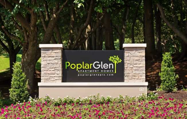 Elegant Entry Signage at Poplar Glen Apartments, Columbia, MD, 21044.