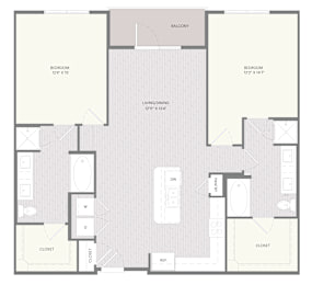 2 beds, 2 baths, 1,265 sqft, $2,297