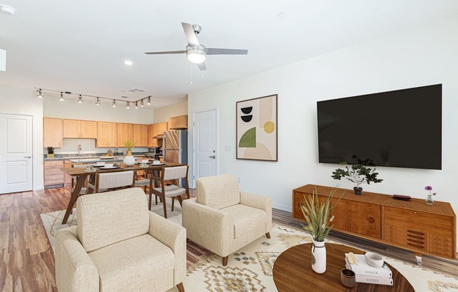 Living Room With TV at The Promenade, McDonough, GA 30253