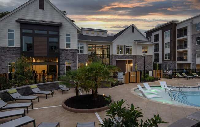 Outdoor View of Clubhouse at Sunset