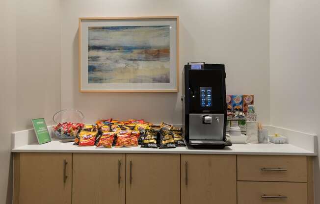 Voda Apartment coffee machine and snacks