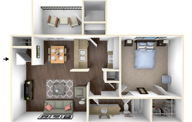 1 bed, 1 bath, 714 sqft, $840, Unit *606