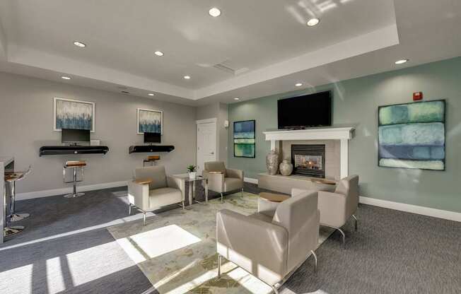 Community Clubhouse Business Center at Landings at Morrison Apartments located in Gresham, OR.