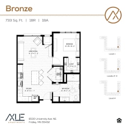 1 bed, 1 bath, 733 sqft, $1,469