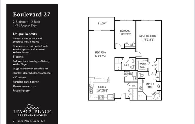2 beds, 2 baths, 1,474 sqft, $2,500, Unit 327