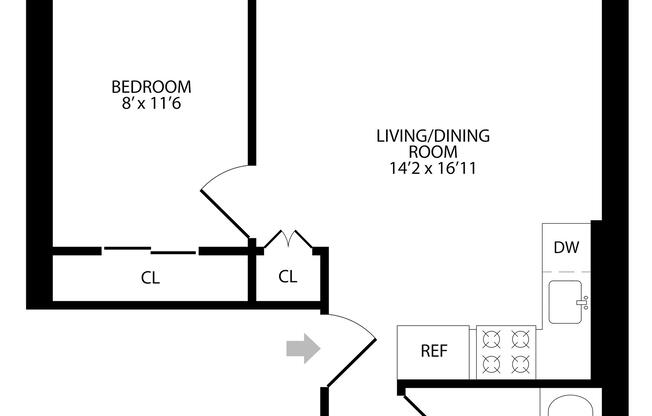 1 bed, 1 bath, 517 sqft, $3,000, Unit 3F