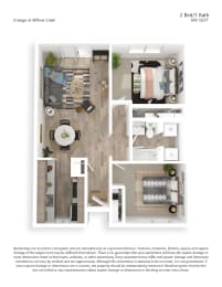 2 beds, 1 bath, 800 sqft, $1,711