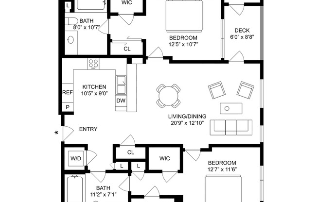 2 beds, 2 baths, 1,067 sqft, $5,195