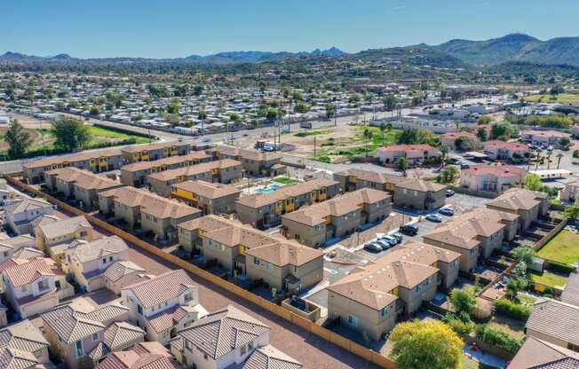 Aerial view at San Vicente Townhomes in Phoenix AZ