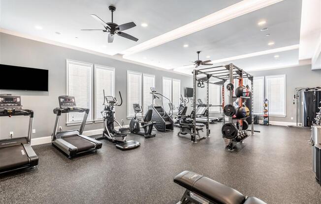 Gym equipment at The Oasis at Plainville, Massachusetts