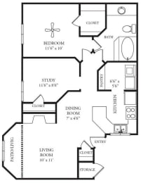 2 beds, 1 bath, 819 sqft, $1,319