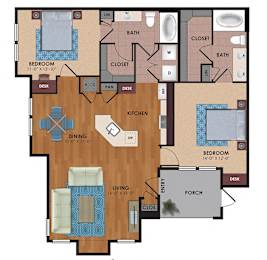 2 beds, 2 baths, 1,268 sqft, $1,680