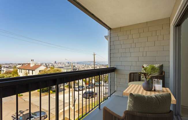 a balcony with a view of the city at Delphine on Diamond, San Francisco, California