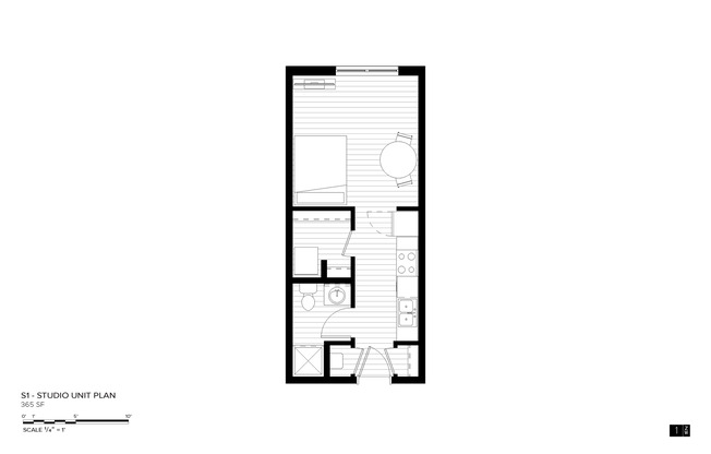 Studio, 1 bath, 365 sqft, $1,015, Unit 221