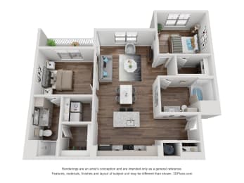 2 beds, 2 baths, 1,174 sqft, $1,667
