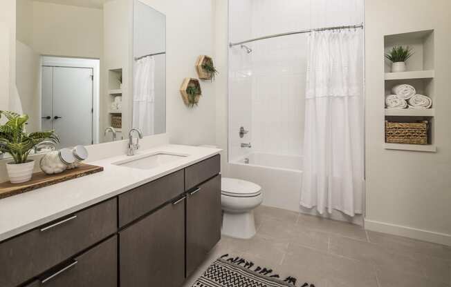 a bathroom with a sink and a toilet and a shower