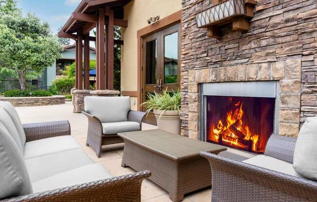 Fireside Chat Area at 55+ FountainGlen Jacaranda, Fullerton, CA