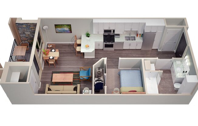 Studio, 1 bath, 530 sqft, $1,545