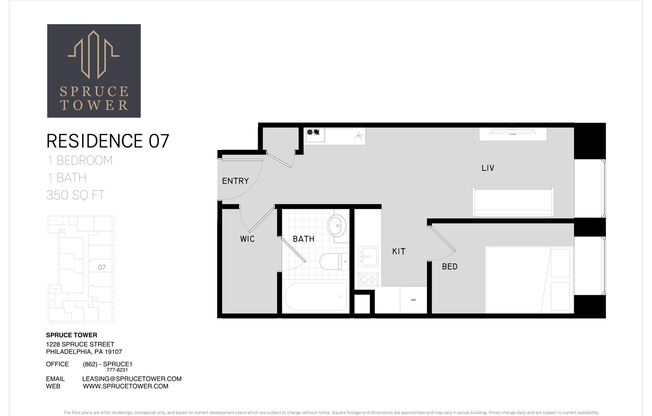 1 bed, 1 bath, 350 sqft, $1,595, Unit 207