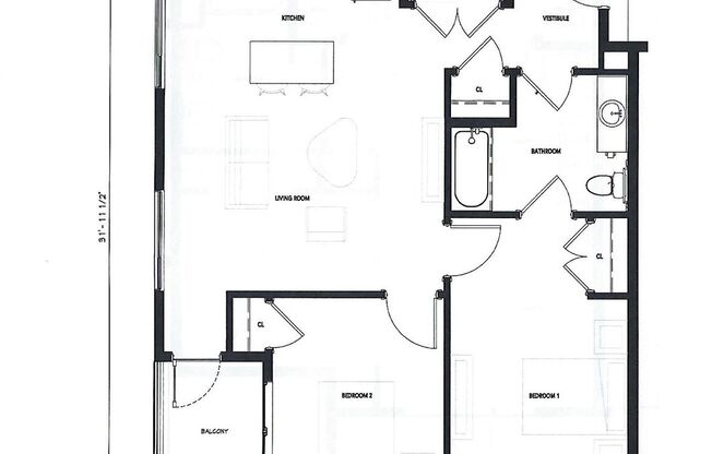 2 beds, 1 bath, 887 sqft, $1,575, Unit 225