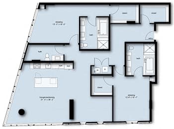 2 beds, 2.5 baths, 1,995 sqft, $7,993