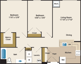 2 beds, 1 bath, 1,092 sqft, $2,113