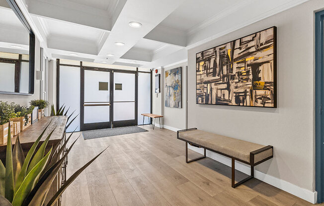 Decorated entrance hall to Catalina Apartments.