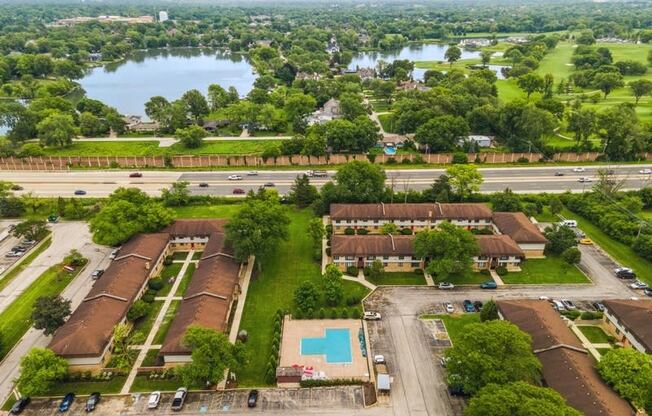 Aerial View at The Clarendon Apartment Homes, Clarendon