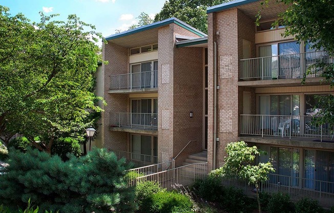 Exterior view of balconies at Tysons Glen Apartments and Townhomes, Virginia, 22043