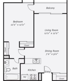 1 bed, 1 bath, 750 sqft, $2,515