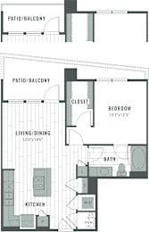 1 bed, 1 bath, 713 sqft, $1,595