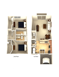 2 beds, 2.5 baths, 1,207 sqft, $2,100