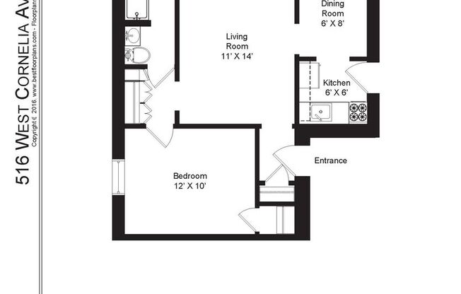 1 bed, 1 bath, 560 sqft, $1,995, Unit 516-220