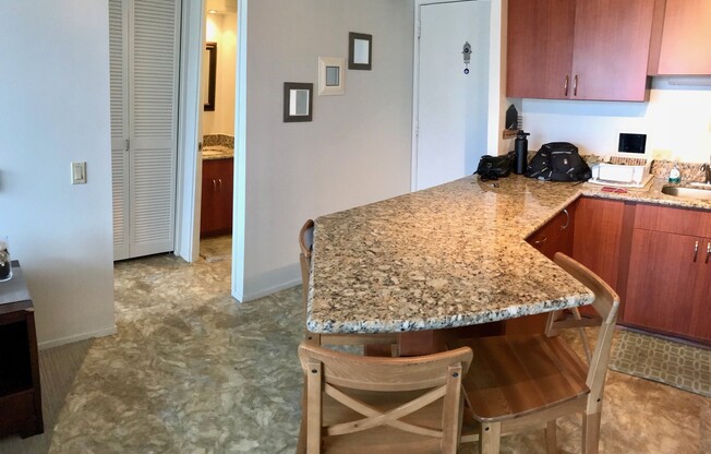 Nicely furnished two bedroom two bath Condo in Harbor Square, Town Tower.