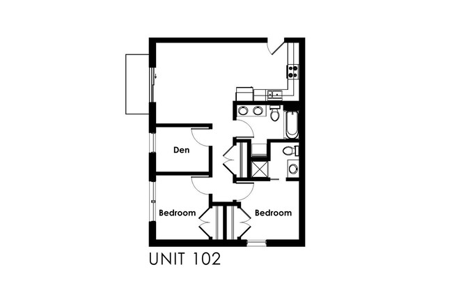 3 beds, 2 baths, 812 sqft, $1,575, Unit 102