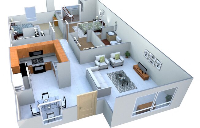 2 beds, 2 baths, 890 sqft, $1,388